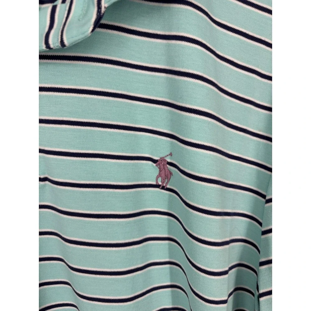 Polo Ralph Lauren Shirt Mens L Blue Striped Knit Logo Preppy Golf